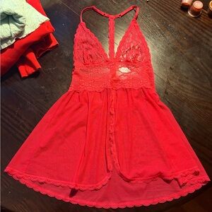 Elegant Red Lace Chemise
